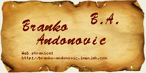 Branko Andonović vizit kartica
